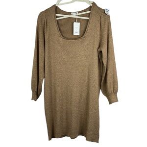 NWT Blue Orchid festive Autumn metallic long sleeve ribbed midi dress Sz 2X